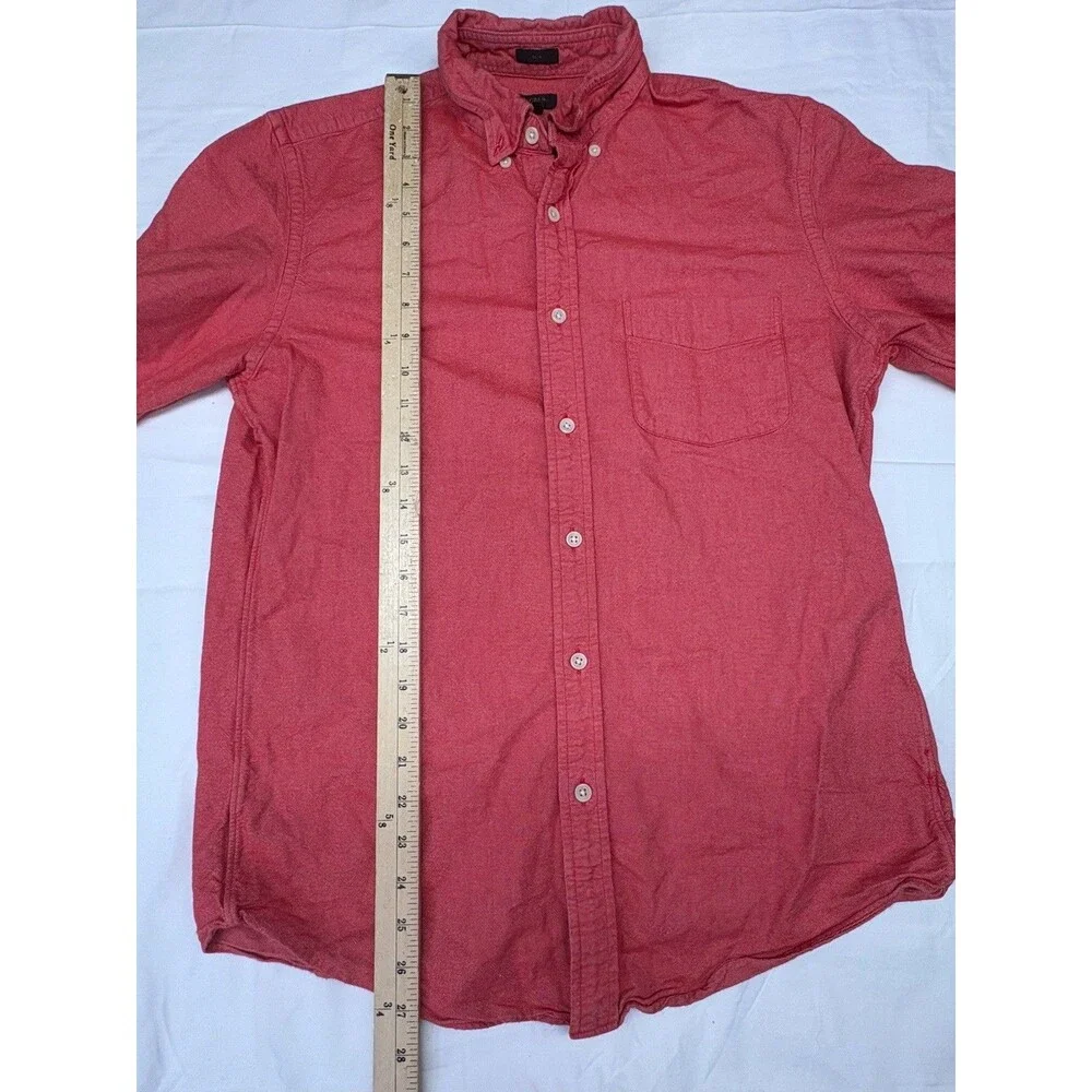 J Crew Oxford Shirt Mens Medium Pink Slim Fit 100% Cotton Pocket Long Sleeve